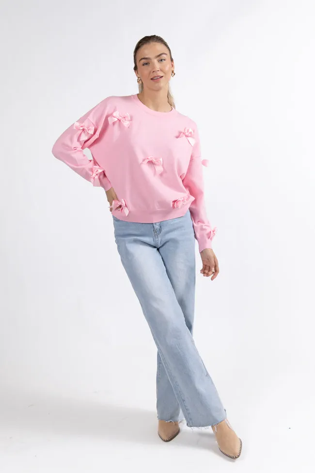 World Class Pink Bow Embroidered Sweater FINAL SALE